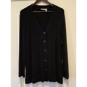 Vintage Choices Woman Slinky Black Knit  Cardigan Womens Plus Size 2X Button Up